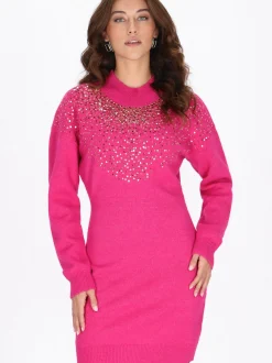 Faina Damen Kleid in fuchsia - Länge: mittel