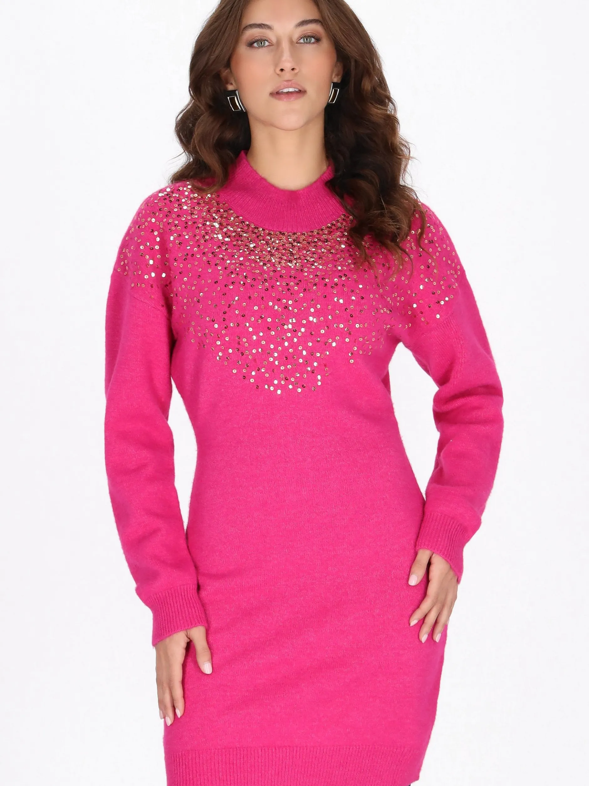 Faina Damen Kleid in fuchsia - Länge: mittel