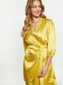 Faina Damen Kleid in gelb - Ausschnitt: V-Ausschnitt