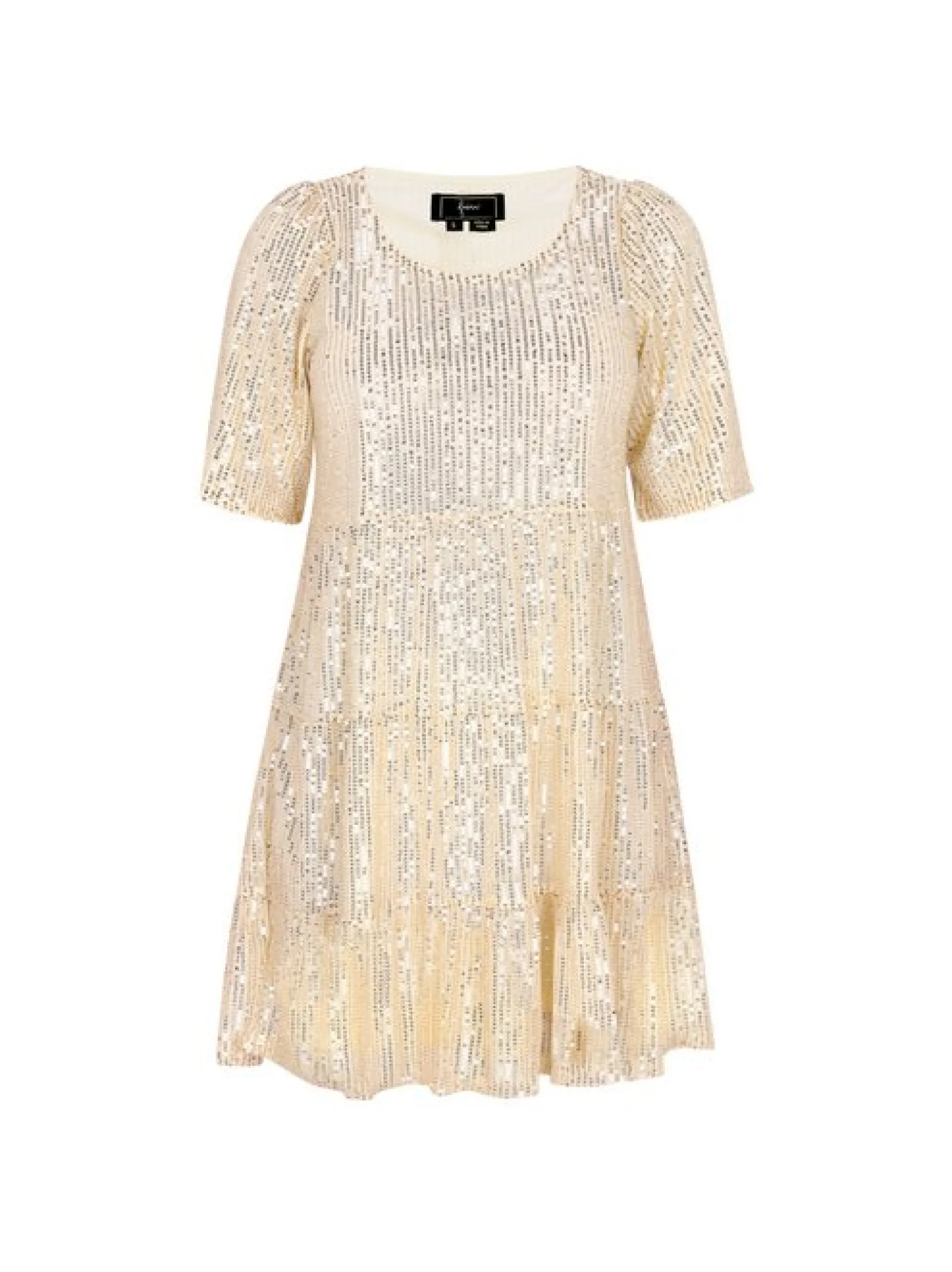 Faina Damen Kleid in gold - Ausschnitt: Rundhals