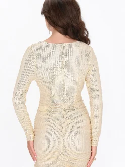 Faina Damen Kleid in gold - Länge: mittel