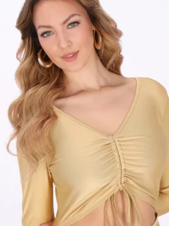 Faina Damen Kleid in gold - Länge: mittel