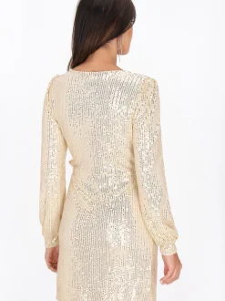 Faina Damen Kleid in gold - Länge: mittel