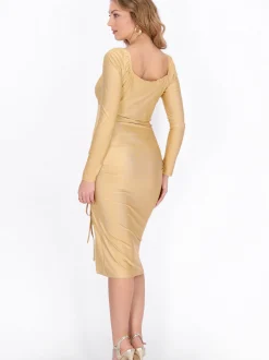 Faina Damen Kleid in gold - Länge: mittel