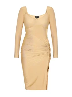 Faina Damen Kleid in gold - Länge: mittel