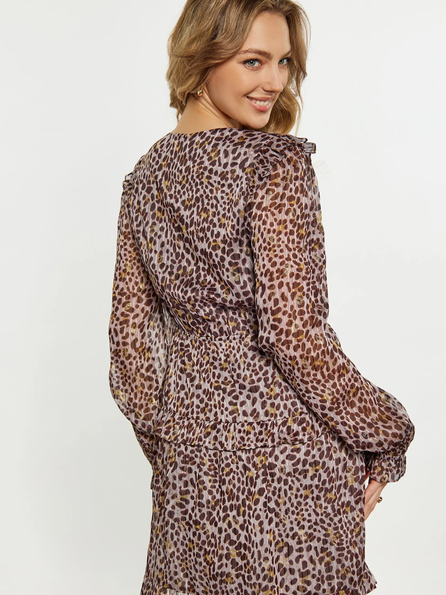 Faina Damen Kleid in grau - Ausschnitt: V-Ausschnitt