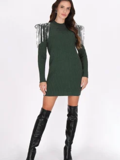 Faina Damen Kleid in grün - Ausschnitt: ohne Kragen
