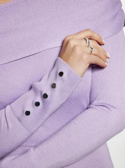 Faina Damen Kleid in lila - Ausschnitt: Carmen