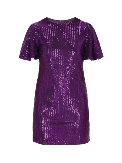 Faina Damen Kleid in lila - Ausschnitt: Rundhals