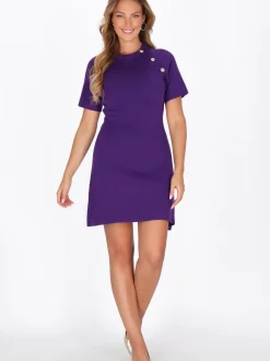 Faina Damen Kleid in lila - Ausschnitt: Rundhals