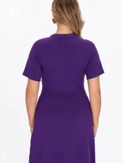 Faina Damen Kleid in lila - Ausschnitt: Rundhals