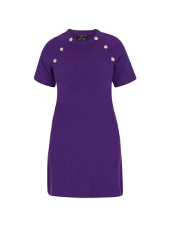 Faina Damen Kleid in lila - Ausschnitt: Rundhals