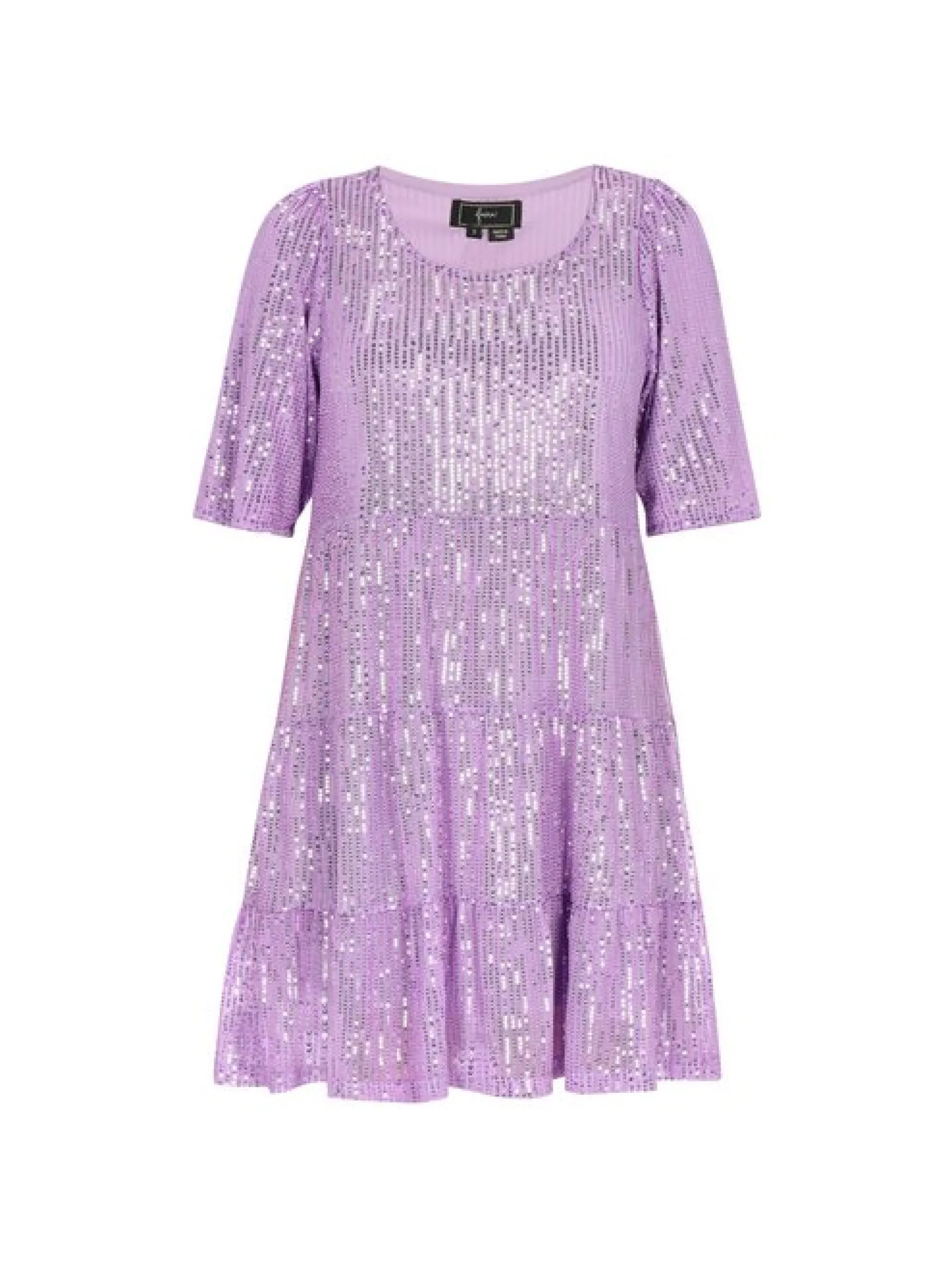 Faina Damen Kleid in lila - Ausschnitt: Rundhals