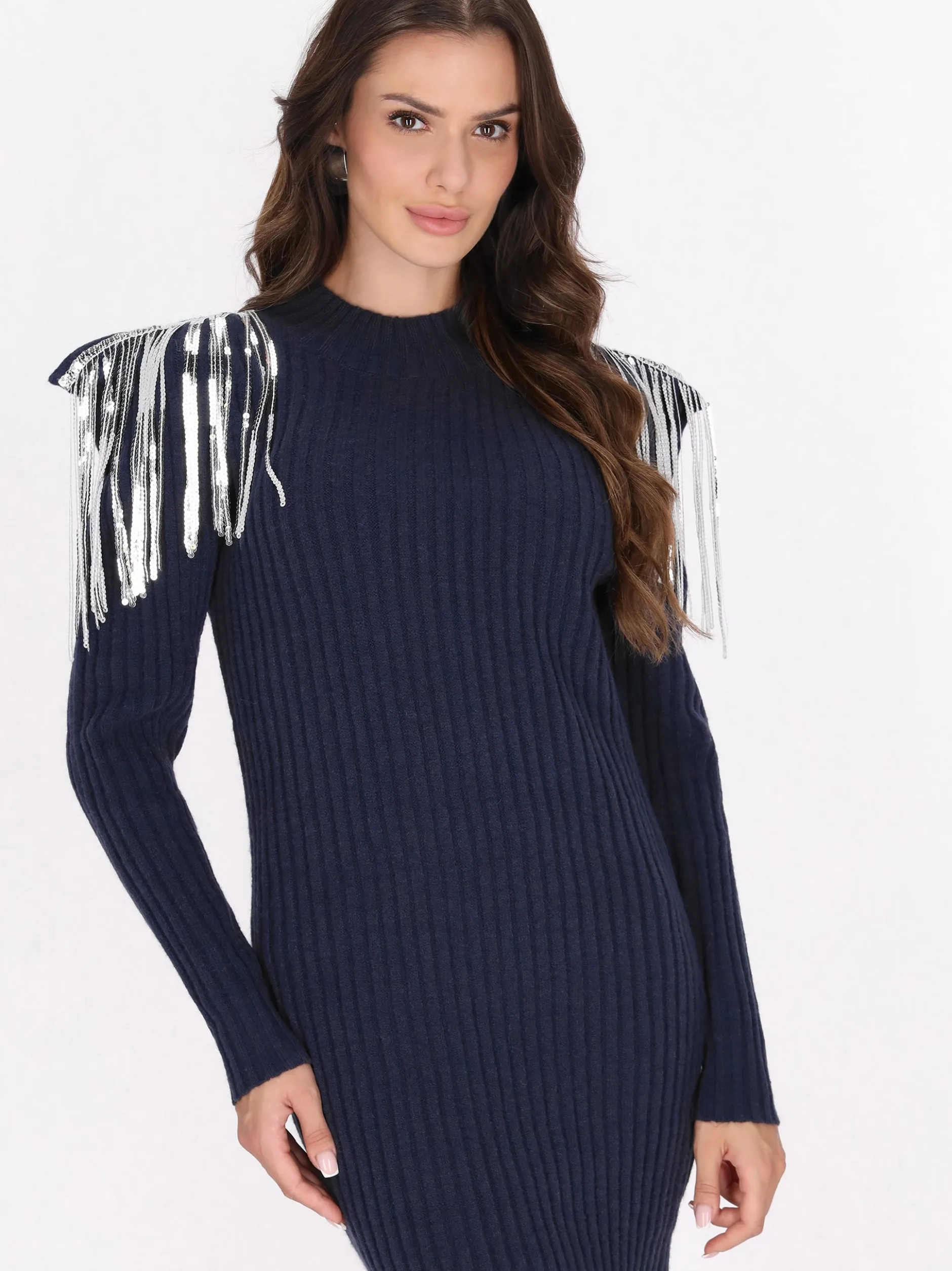 Faina Damen Kleid in marine - Ausschnitt: ohne Kragen
