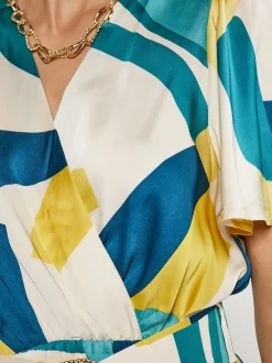 Faina Damen Kleid in mehrfarbig - Ausschnitt: Envelope
