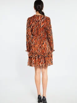 Faina Damen Kleid in orange - Ausschnitt: V-Ausschnitt