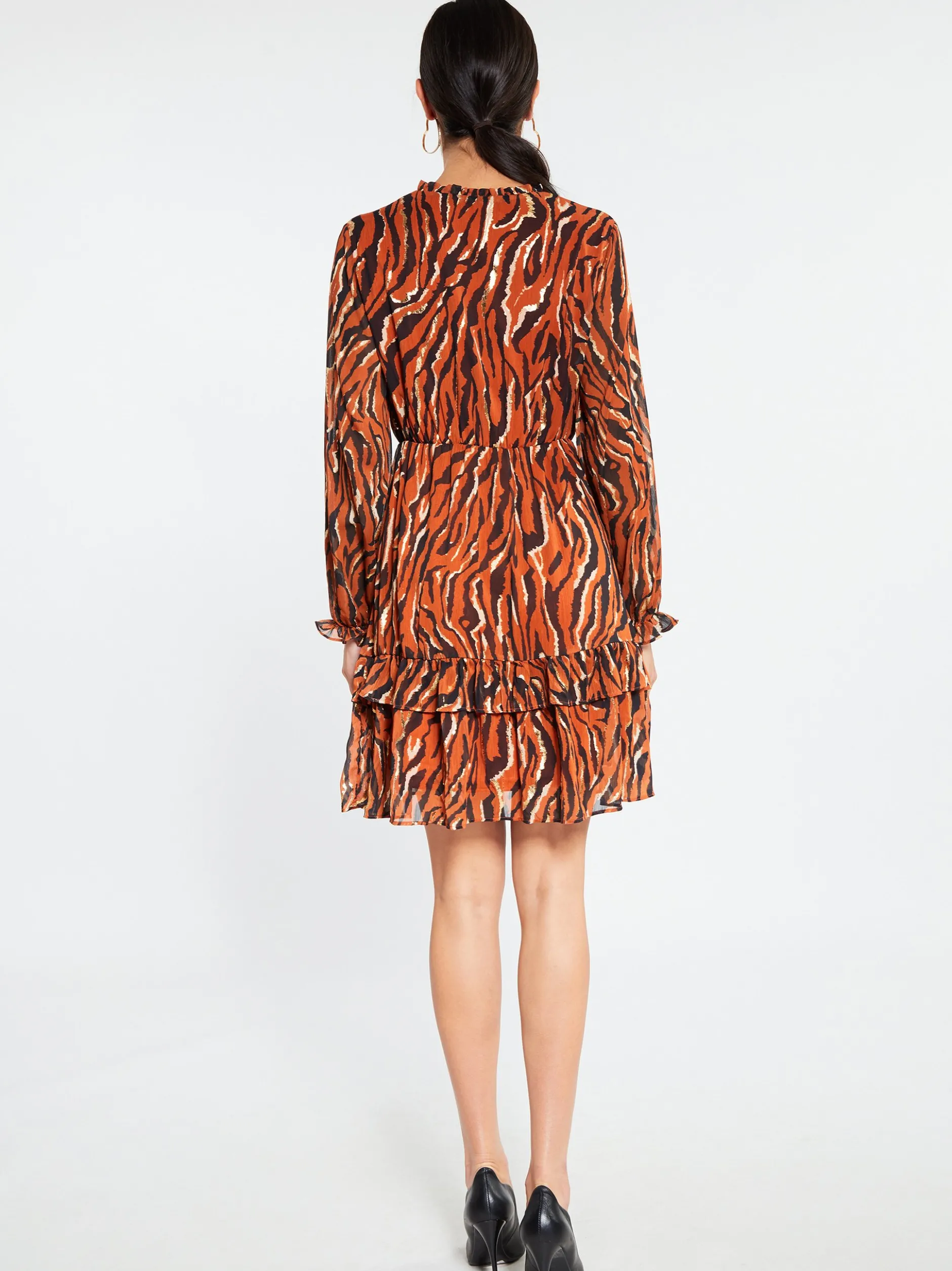 Faina Damen Kleid in orange - Ausschnitt: V-Ausschnitt