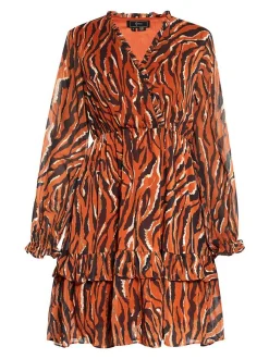 Faina Damen Kleid in orange - Ausschnitt: V-Ausschnitt