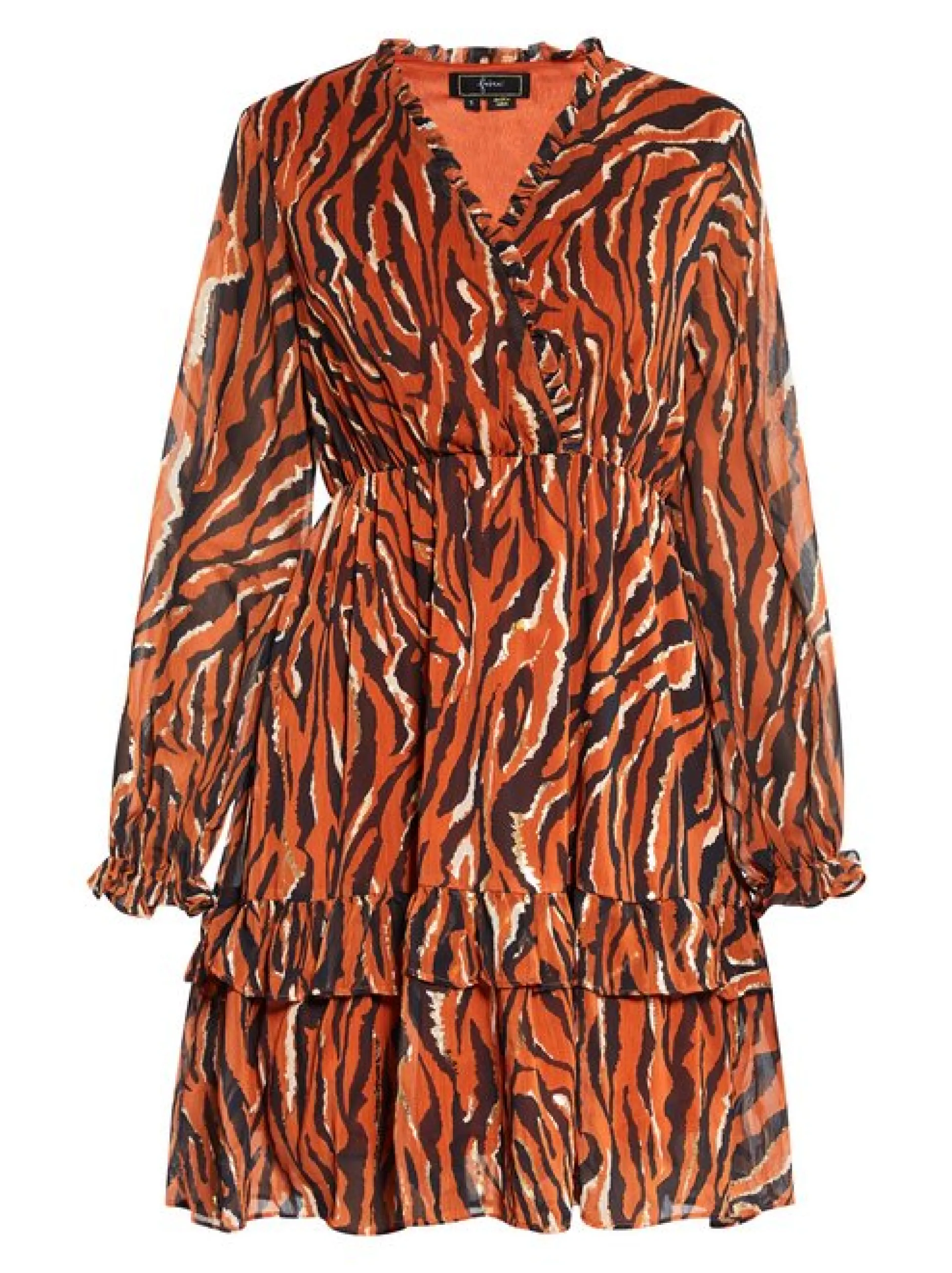 Faina Damen Kleid in orange - Ausschnitt: V-Ausschnitt