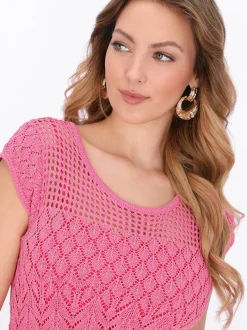 Faina Damen Kleid in pink - Ausschnitt: Rundhals