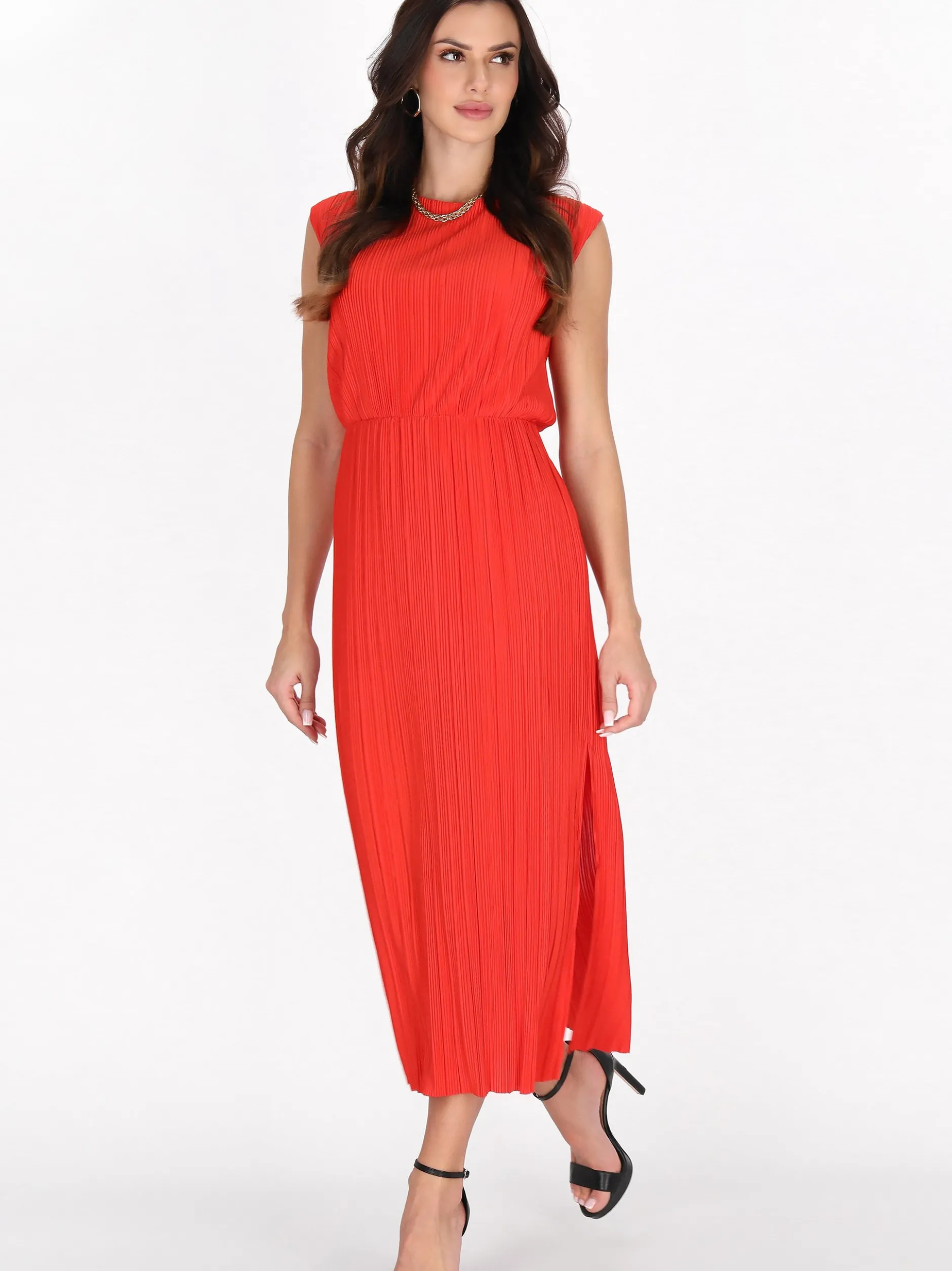 Faina Damen Kleid in rot - Ausschnitt: Rundhals