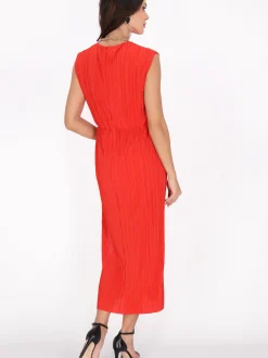 Faina Damen Kleid in rot - Ausschnitt: Rundhals