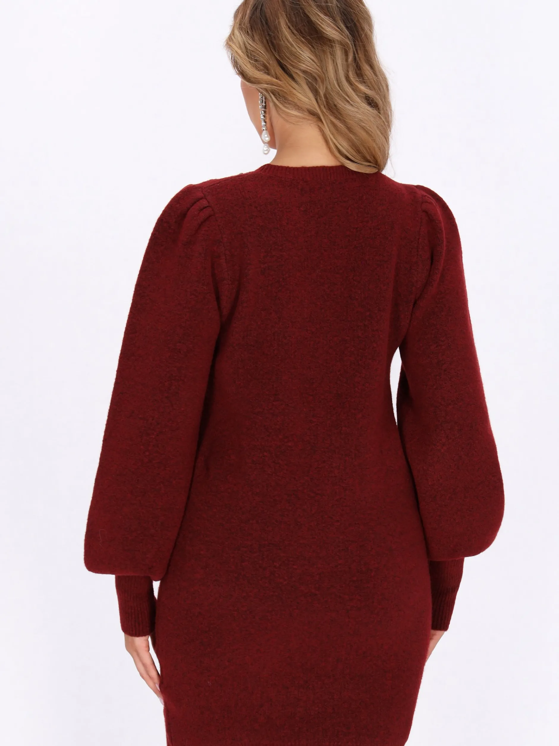 Faina Damen Kleid in rot - Ausschnitt: Rundhals