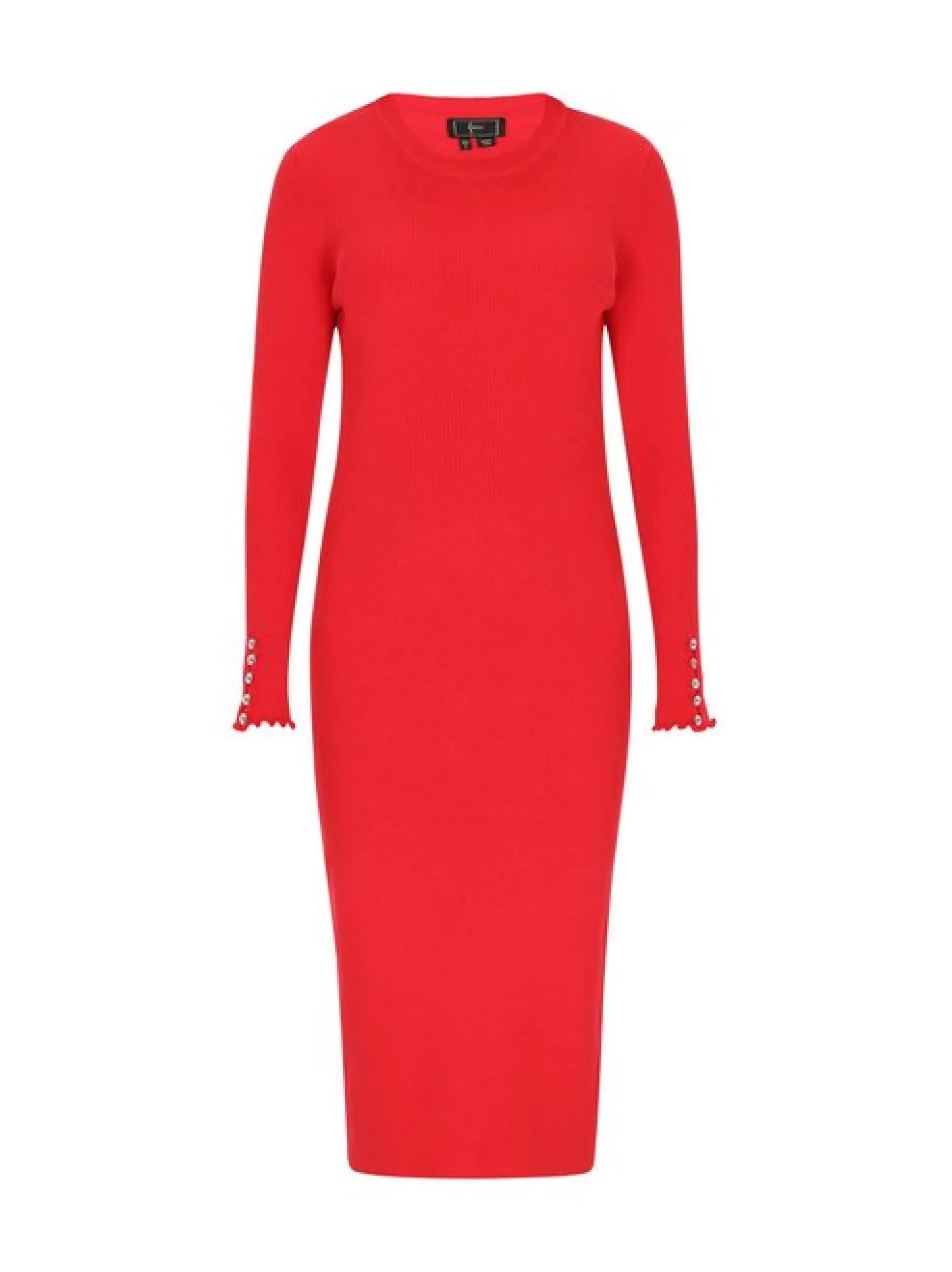 Faina Damen Kleid in rot - Ausschnitt: Rundhals