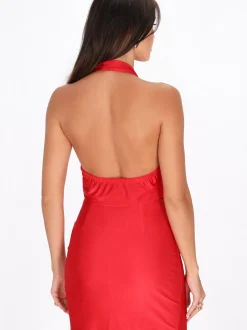 Faina Damen Kleid in rot - Länge: mittel