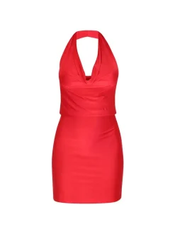 Faina Damen Kleid in rot - Länge: mittel