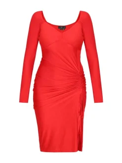 Faina Damen Kleid in rot - Länge: mittel