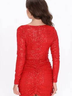 Faina Damen Kleid in rot - Länge: mittel