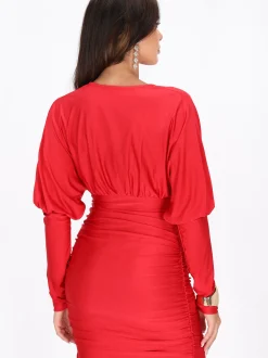 Faina Damen Kleid in rot - Länge: mittel