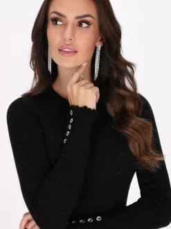 Faina Damen Kleid in schwarz - Ausschnitt: Rundhals