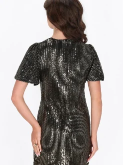 Faina Damen Kleid in schwarz - Ausschnitt: Rundhals