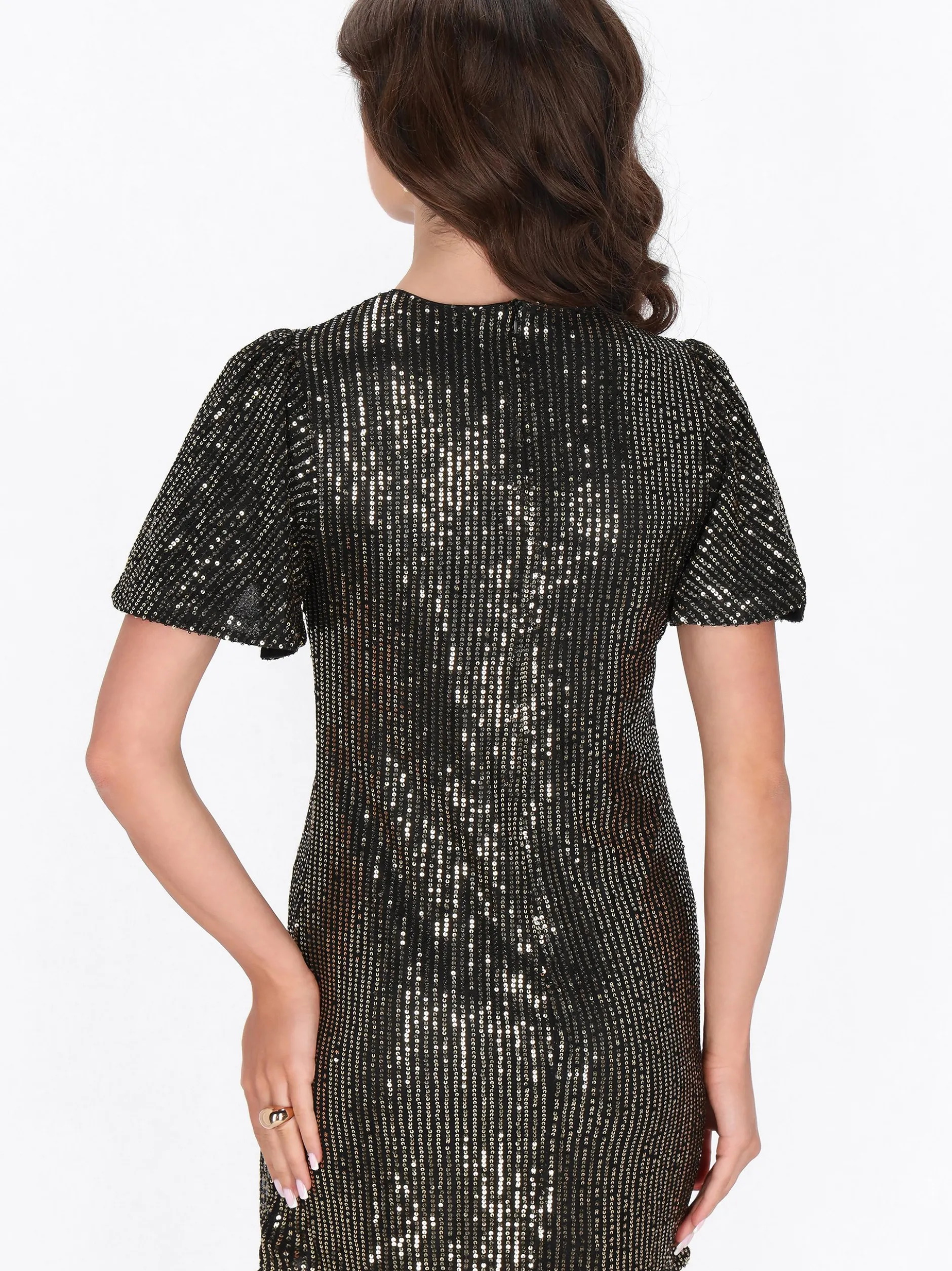 Faina Damen Kleid in schwarz - Ausschnitt: Rundhals