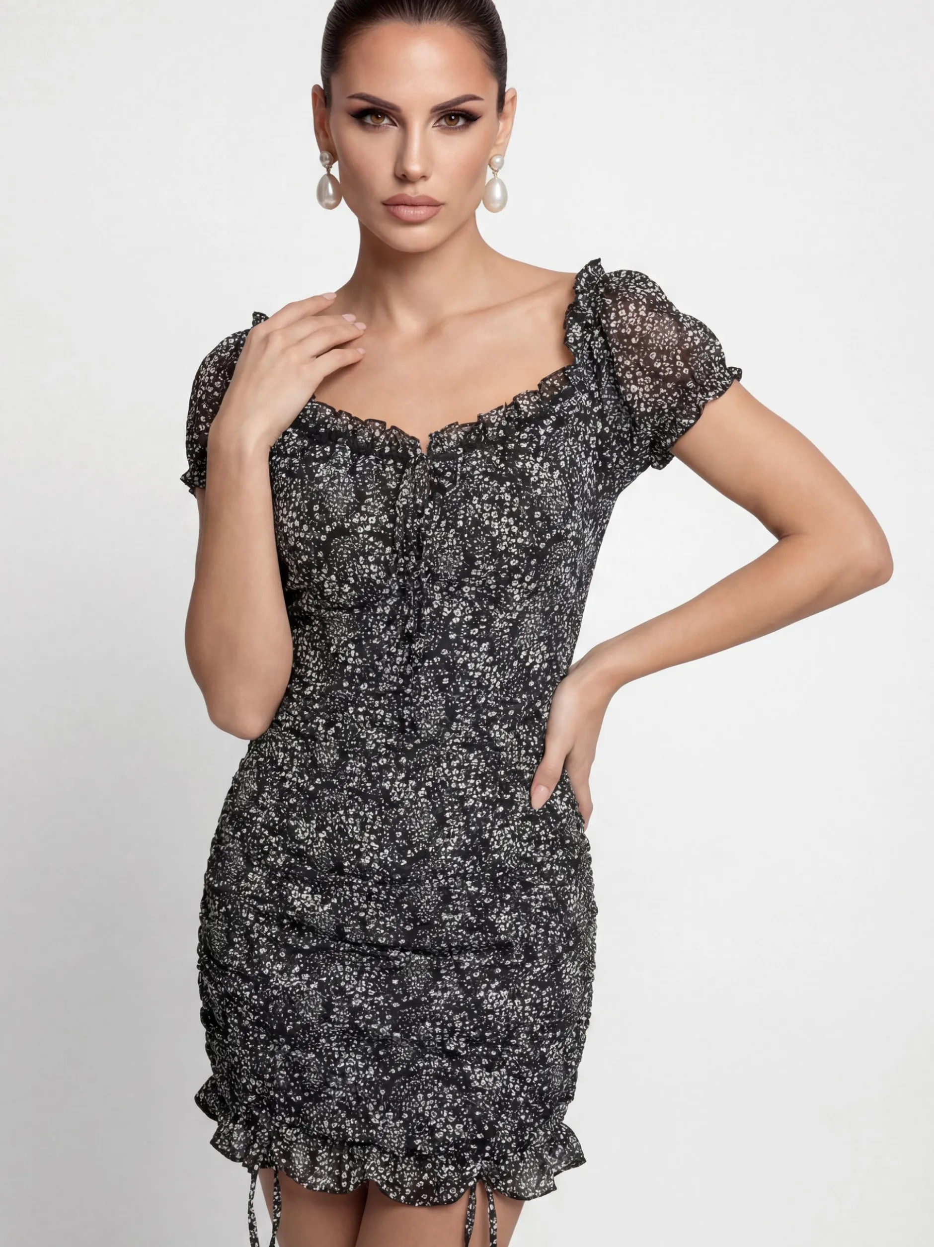 Faina Damen Kleid in schwarz - Länge: mittel
