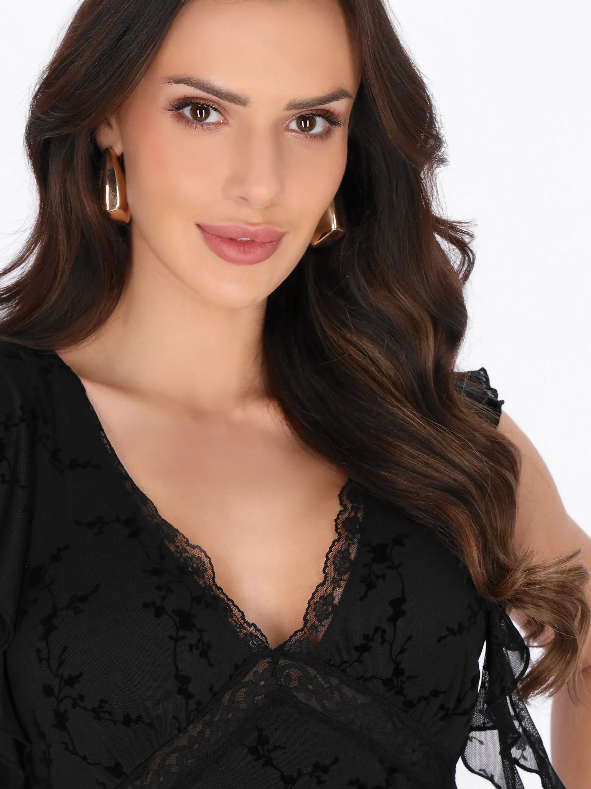 Faina Damen Kleid in schwarz - Länge: mittel