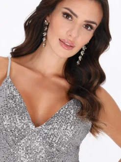 Faina Damen Kleid in silber - Länge: mittel