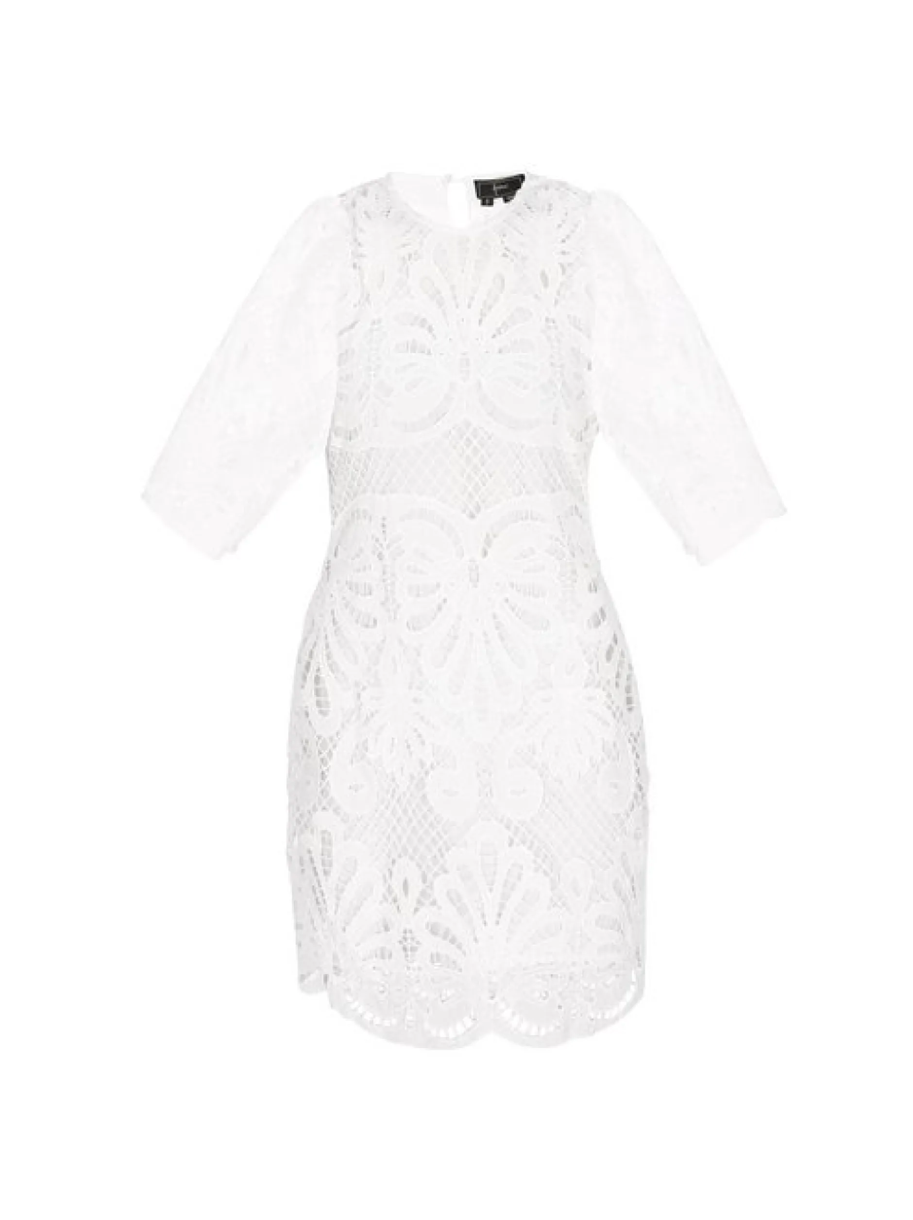 Faina Damen Kleid in weiß - Ausschnitt: Rundhals
