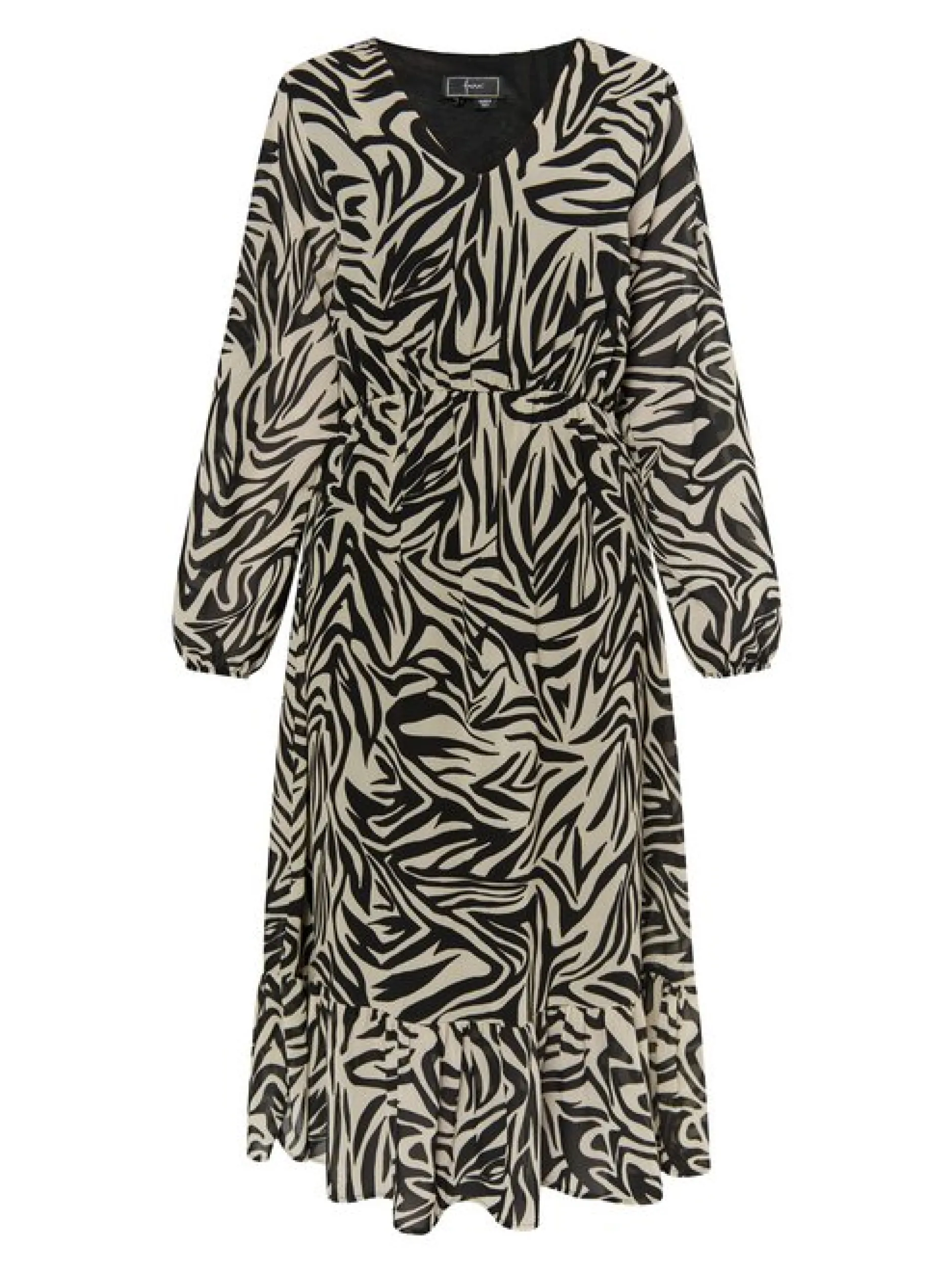 Faina Damen Kleid mit Zebra-Print in schwarz beige