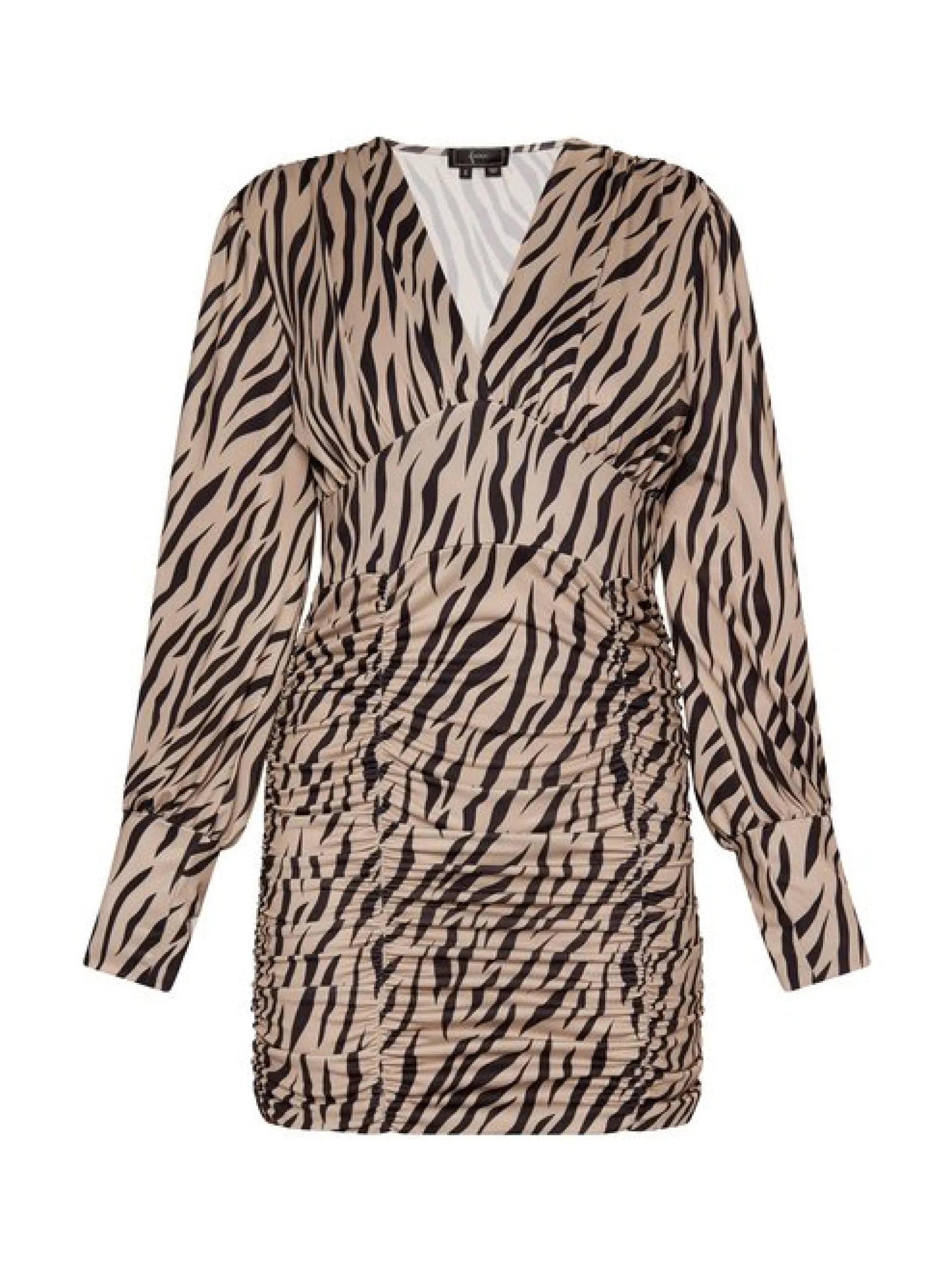 Faina Damen langarm kleid in beige - Länge: mittel
