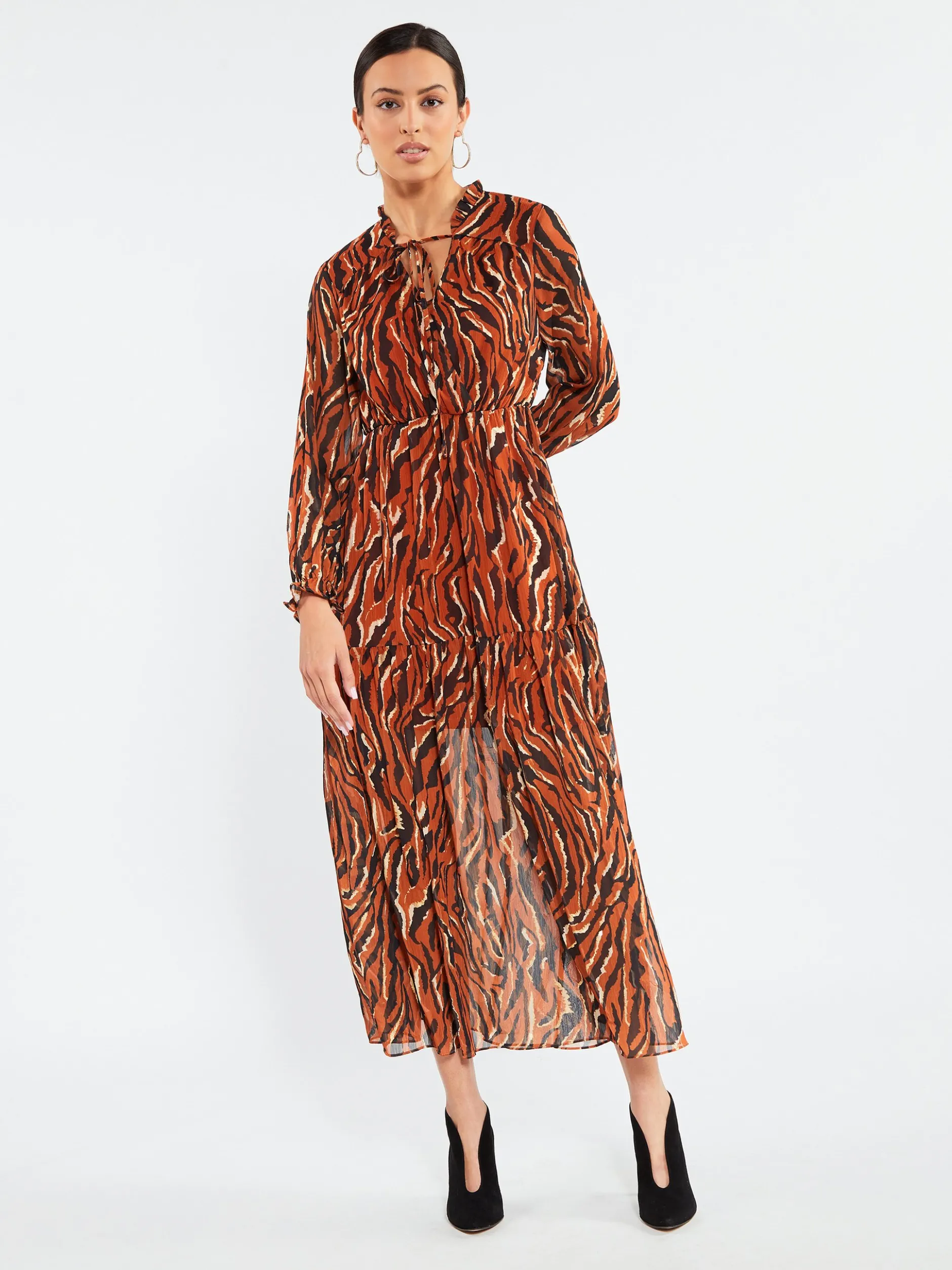 Faina Damen Maxikleid in orange - Länge: lang