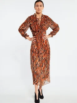 Faina Damen Maxikleid in orange - Länge: lang