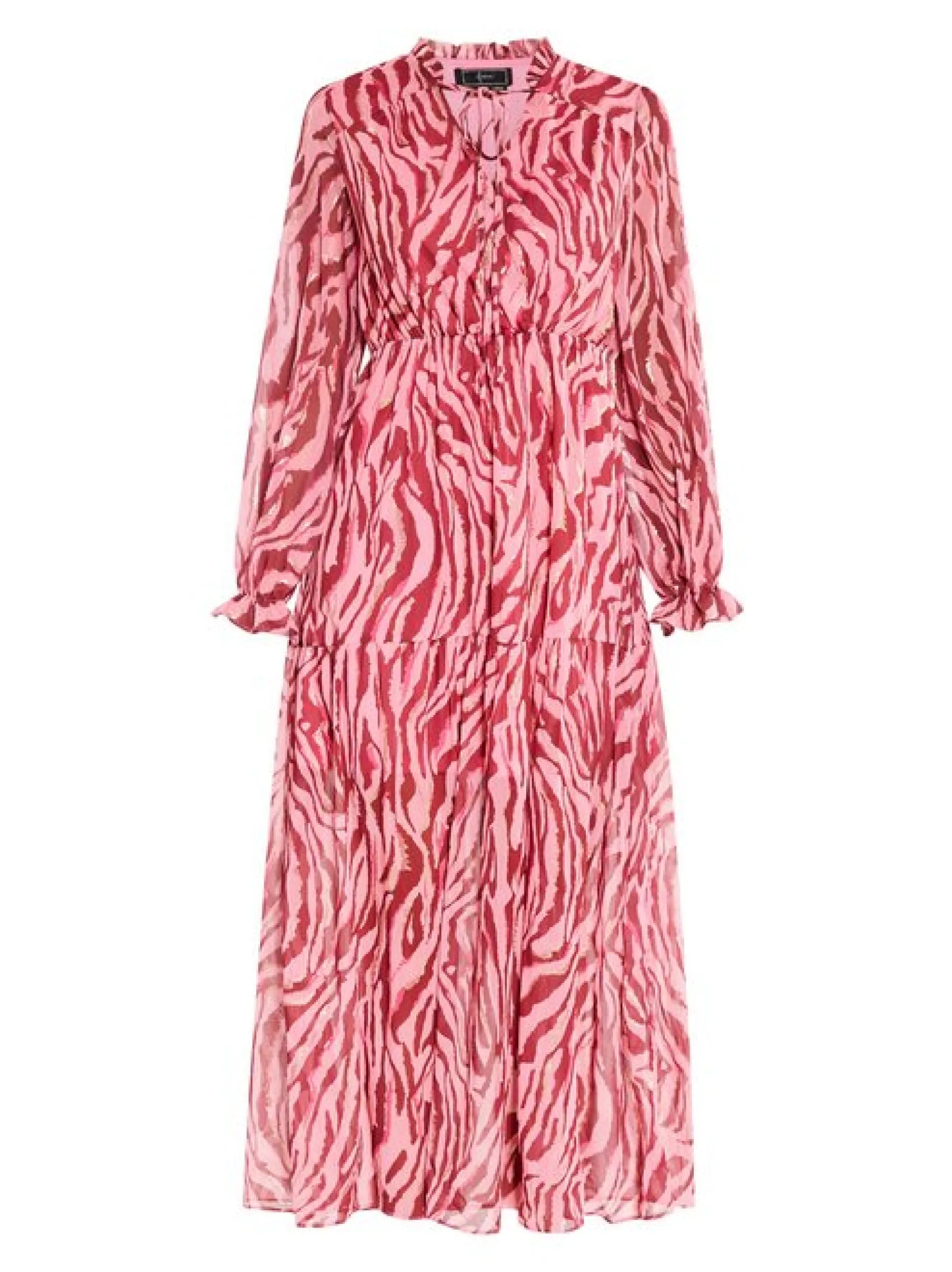 Faina Damen Maxikleid in pink - Ausschnitt: V-Ausschnitt
