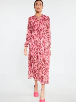 Faina Damen Maxikleid in pink - Ausschnitt: V-Ausschnitt
