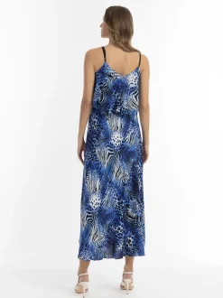 Faina Damen Maxikleid mit Animal-Print in royal