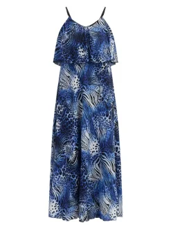 Faina Damen Maxikleid mit Animal-Print in royal
