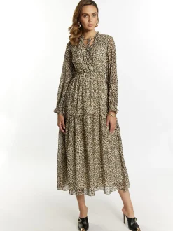 Faina Damen Maxikleid mit Leoprint in mehrfarbig