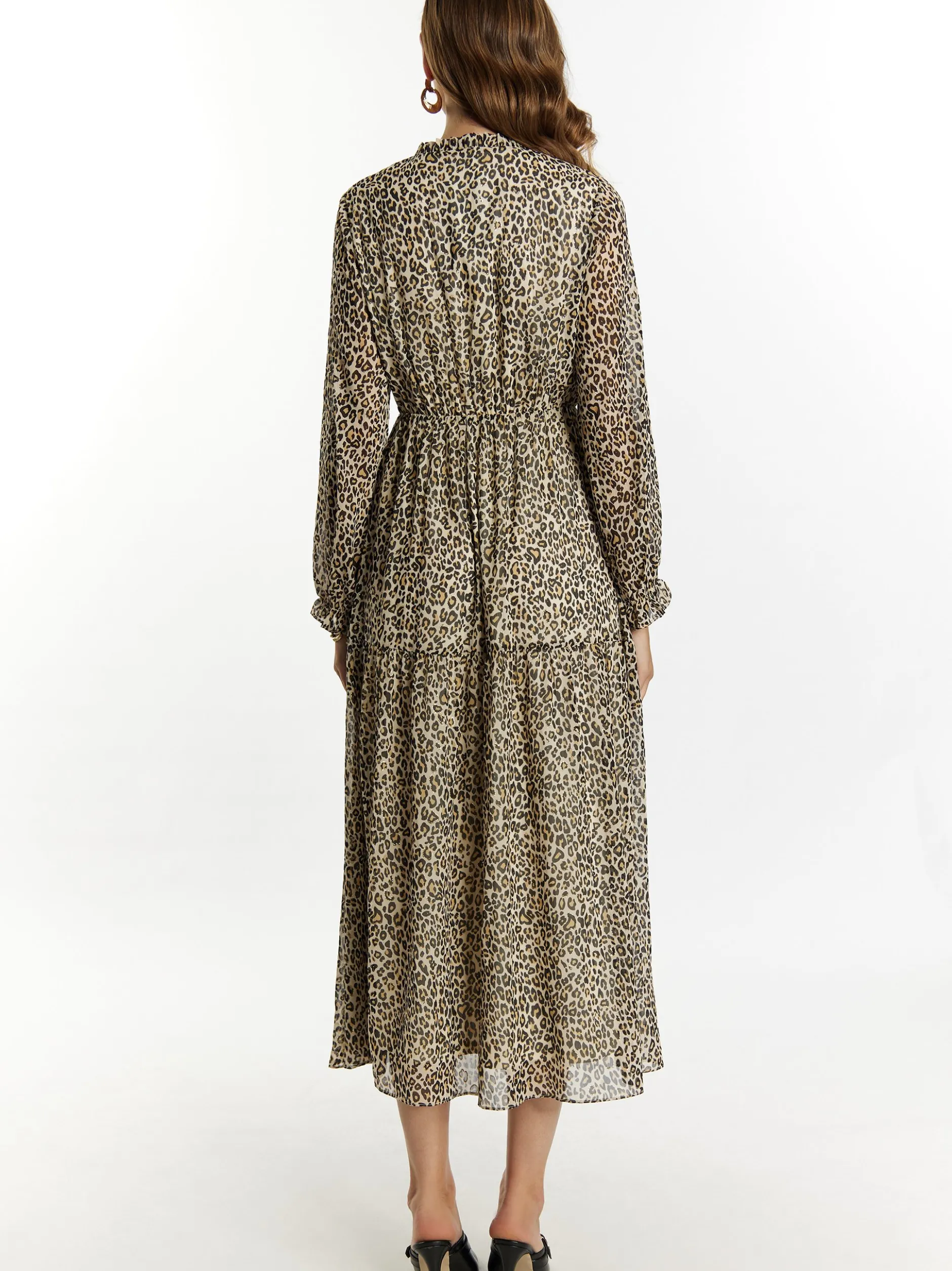 Faina Damen Maxikleid mit Leoprint in mehrfarbig